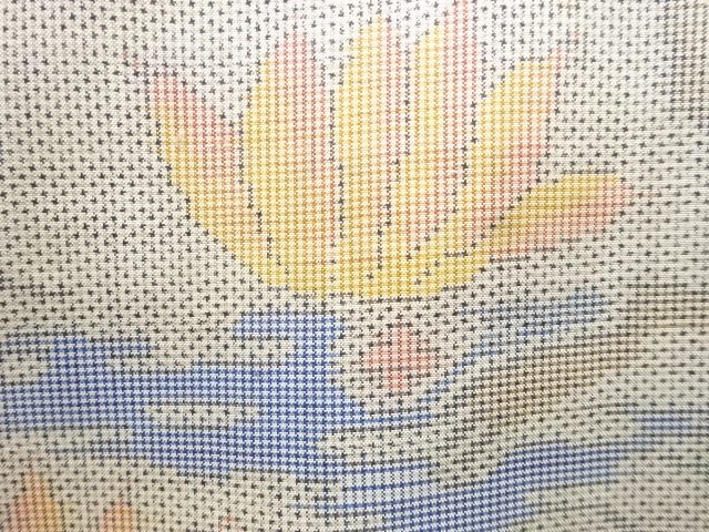  アンティーク　松花模様織出し本場白大島紬着物（5マルキ）